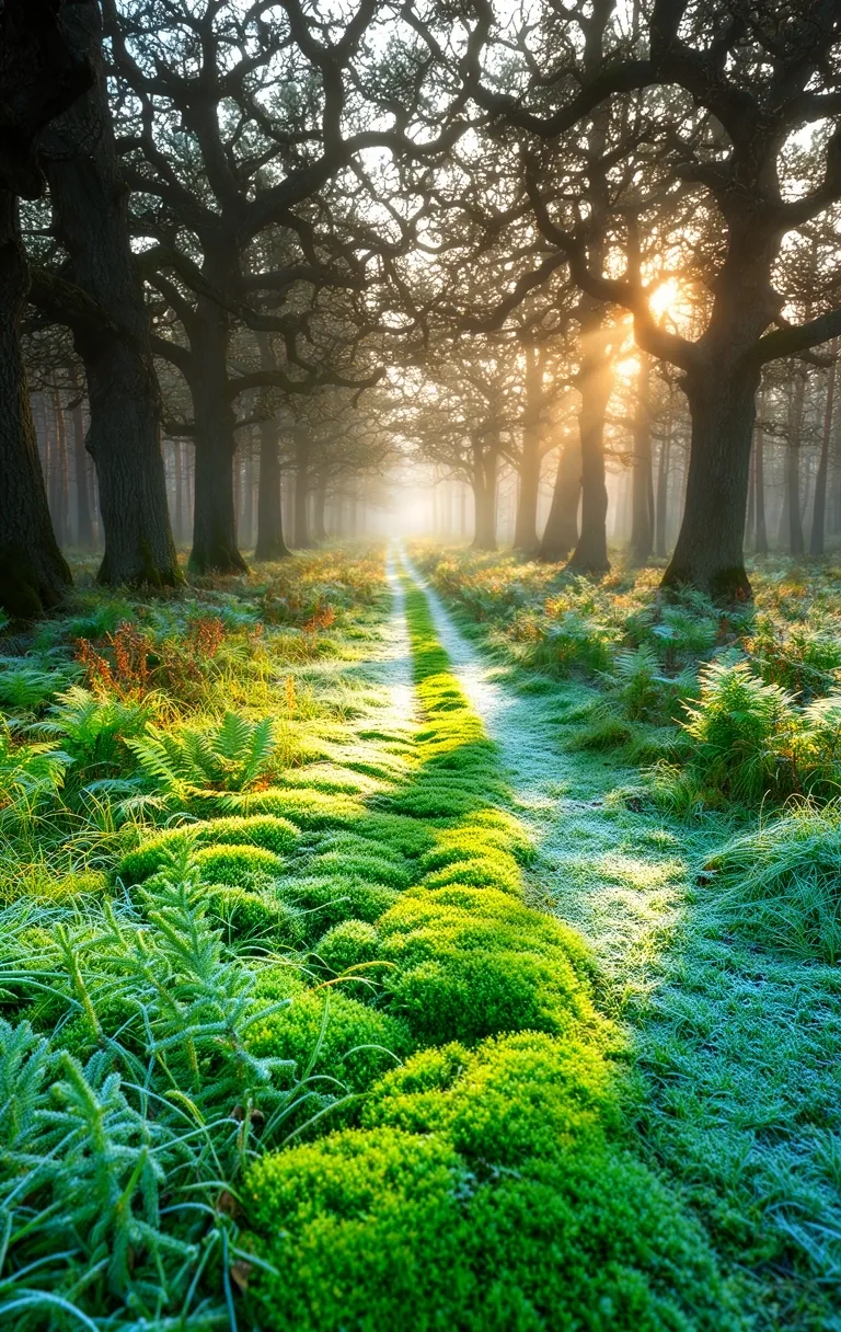 Baltijos miško atmosfera ryte